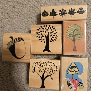 Wood Stamps with Nature Designs Set Of 9 Paper Crafts Scrapbooking
